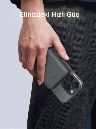 Aukey PB-MS04-GY MagSafe MagFusion İnce 10000mAh 20W Power Bank