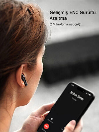 Aukey EP-M4-GY Kablosuz Kulaklık Gelişmiş ENC 80ms 30 Saat Müzik - Koyu Gri