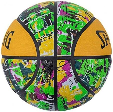 Spalding Green Yellow Graffiti SZ7 2021 Basket Topu 84374Z