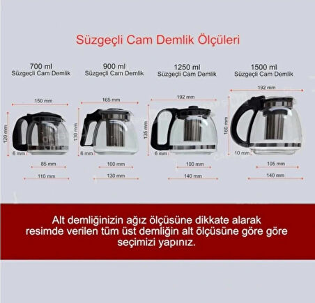 LÜX Süzgeçli 700 ML Cam Demlik-çaycı Çaydanlık Üzeri Tek b i t k i Çayı Demliği