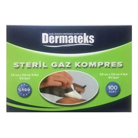 DermaTeks Steril Gaz Kompres 7,5x7,5 5'li 100'lü