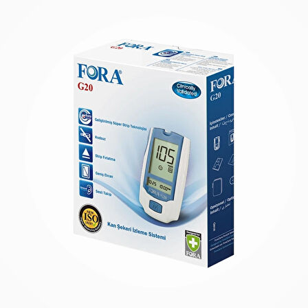 Fora G20 Kan Şeker Ölçüm Cihazı - Şeker Stribi 50'li Kutu x 2 Kutu (100 adet Strip)