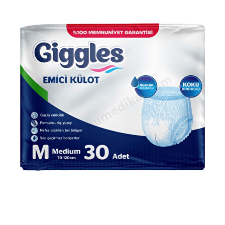 Giggles Emici Külot Medium (M) Hasta Bezi | 30 Adet - 1 Paket