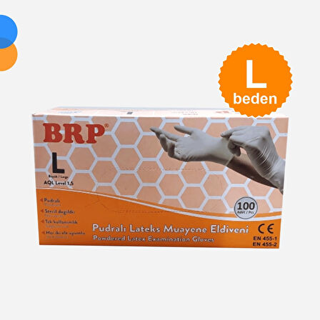 BRP Lateks Pudralı Eldiven Large (L) 100'lü Kutu