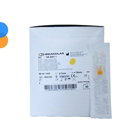 Bıçakcılar Branül (İntraket) Sarı (24G) 800'lü Koli