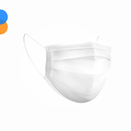 Medikal Tek Kullanımlık Maske 3 Katlı Telli Meltblown Filtreli 50'li Kutu - Beyaz