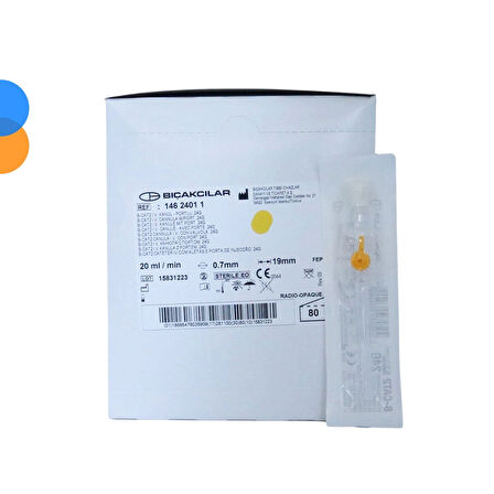 Bıçakcılar Branül (İntraket) Sarı (24G) 80'li Kutu