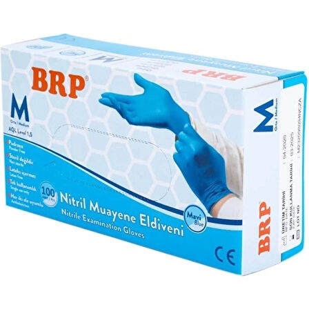 Mavi Muayene Nitril Eldiven Pudrasız Medium (M) 100'lü Kutu