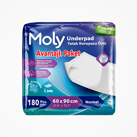 Moly Yatak Koruyucu 60cm x 90cm 30'lu Paket x 6 (180 Adet)