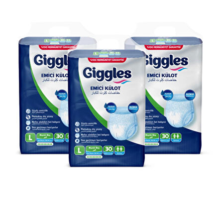 Giggles Emici Külot Large (L) Hasta Bezi | 90 Adet - 3 Paket