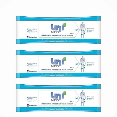 Unimed Antibakteriyel Vücut Yıkama Havlusu 50'li Paket x 3 Paket