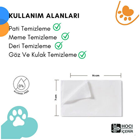 Bioxi Deri, Meme, Pati Temizleme Mendili, Kedi Ve Köpek Için Göz Ve Kulak Temizleme Mendili 30 Adet