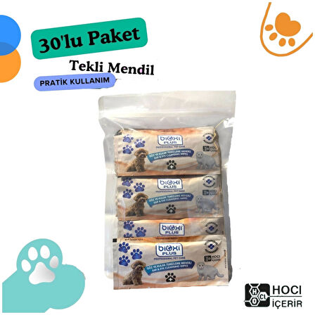 Bioxi Deri, Meme, Pati Temizleme Mendili, Kedi Ve Köpek Için Göz Ve Kulak Temizleme Mendili 30 Adet