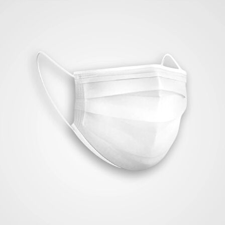 Medikal Tek Kullanımlık Maske 3 Katlı Telli Meltblown Filtreli Beyaz 50'li Kutu x 10 Kutu