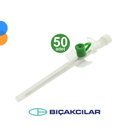 Bıçakcılar Branül (İntraket) Yeşil (18G) 50'li Kutu