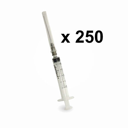 Genject 2,5ml 3 Parça (Contalı) (22G / 38mm) Uzun Siyah Uçlu - 250'li Kutu