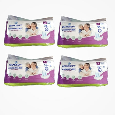 Dermosept Yetişkin Bel Bantlı Hasta Bezi (S) Small | 120 Adet (30'lu 4 Paket)