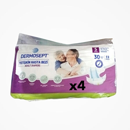 Dermosept Yetişkin Bel Bantlı Hasta Bezi (S) Small | 120 Adet (30'lu 4 Paket)