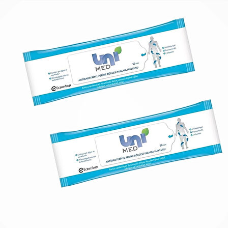 Unimed Antibakteriyel Vücut Yıkama Havlusu 50'li Paket x 2 Paket