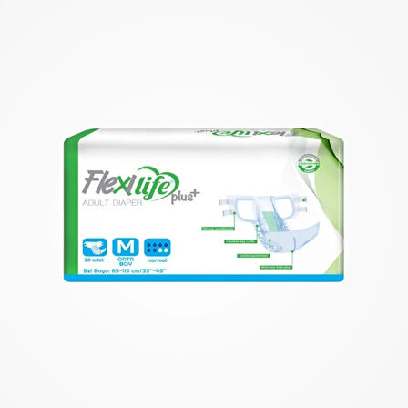 Flexi Life Yetişkin Tekstil Yüzeyli Bel Bantlı Hasta Bezi (M) Medium 30'lu Paket