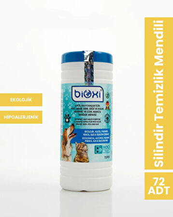 Bioxi Kedi Köpek Çok Amaçlı Temizleme Mendi 72'li Silindir Kova
