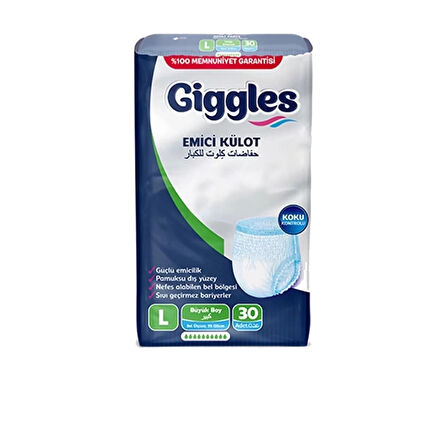 Giggles Emici Külot Large (L) Hasta Bezi | 30 Adet - 1 Paket