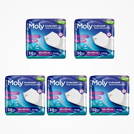 Moly Yatak Koruyucu 60cm x 90cm 30'lu Paket x 5 Paket (150 Adet)