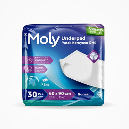 Moly Yatak Koruyucu 60cm x 90cm 30'lu Paket x 5 Paket (150 Adet)