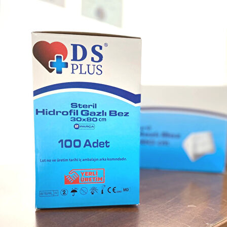 Damla Sağlık Steril Hidrofil Gazlı Bez 30x80 (2Parça) - 100'lü Kutu