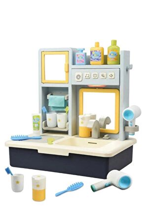 Kukuli Şarkılı Eğitici Modern Banyo Seti Oyuncak Mavi Banyo