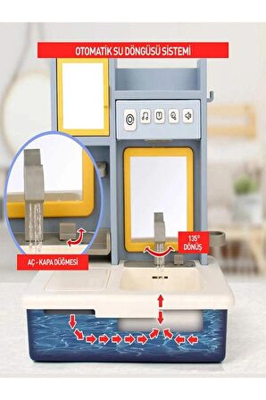 Kukuli Şarkılı Eğitici Modern Banyo Seti Oyuncak Mavi Banyo