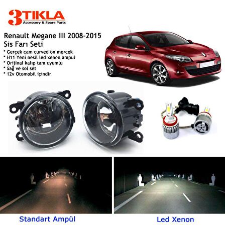 Renault Megane HB 2008-2015 Beyaz Led Xenon Sis Farı Seti