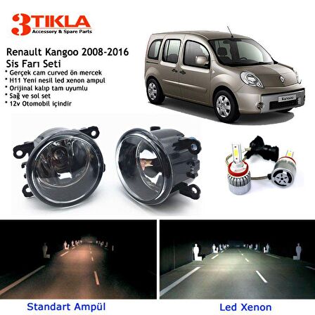 Renault Kangoo 2008-2019 Beyaz Led Xenon Sis Farı Seti
