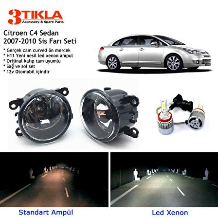 Citroen C4 Sedan 2007-2010 Beyaz Led Xenon Sis Farı Seti