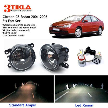 Citroen C5 Sedan 2001-2006 Beyaz Led Xenon Sis Farı Seti