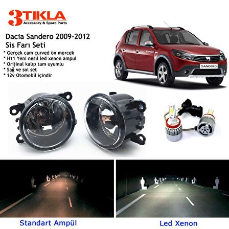Dacia Sandero 2009-2012 Beyaz Led Xenon Sis Farı Seti