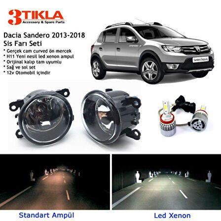 Dacia Sandero 2013-2018 Beyaz Led Xenon Sis Farı Seti