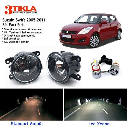 Suzuki Swift 2005-2011 Beyaz Led Xenon Sis Farı Seti