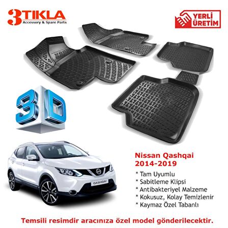 Nissan Qashqai 2014-2020 Premium 3D Havuzlu Paspas Seti