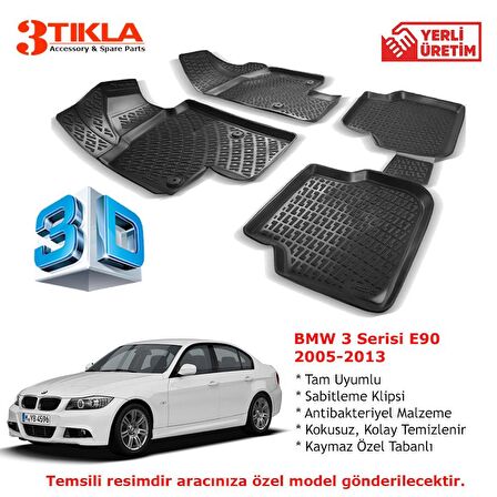 BMW 3 Serisi E90 2005-2013 Premium 3D Havuzlu Paspas Seti