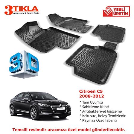 Citroen C5 2008-2012 Premium 3D Havuzlu Paspas Seti