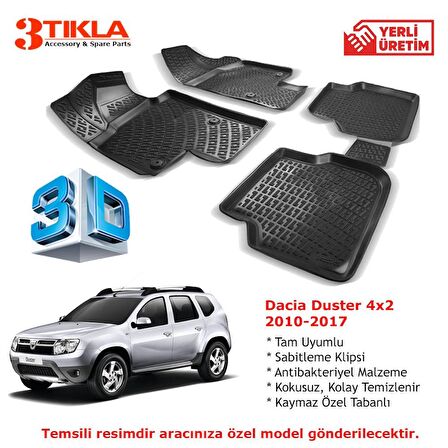 Dacia Duster 4x2 2010-2017 Premium 3D Havuzlu Paspas Seti
