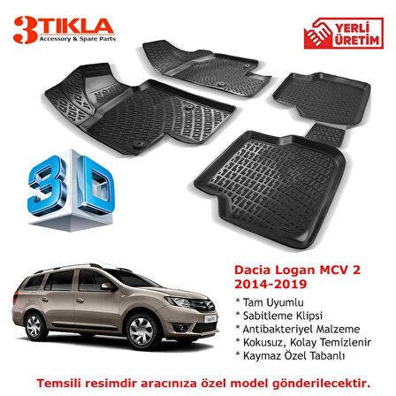 Dacia Logan MCV 2 2014-2019 Premium 3D Havuzlu Paspas Seti