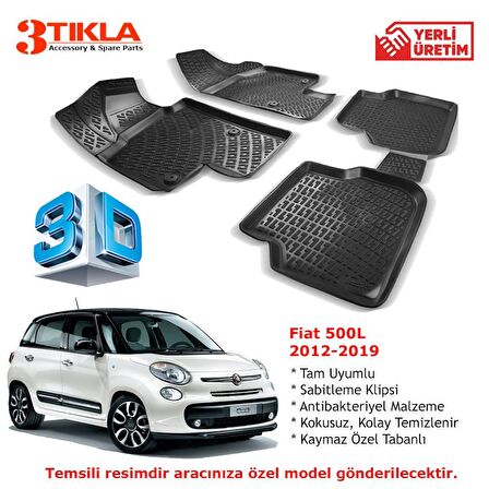 Fiat 500L 2012-2019 Premium 3D Havuzlu Paspas Seti