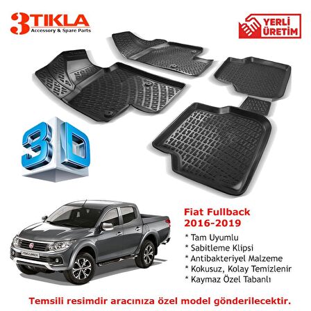 Fiat Fullback 2016-2019 Premium 3D Havuzlu Paspas Seti