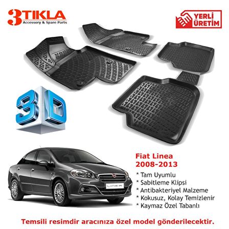 Fiat Linea 2008-2013 Premium 3D Havuzlu Paspas Seti