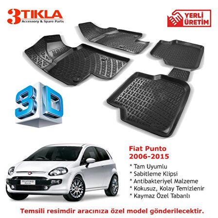 Fiat Punto 2006-2015 Premium 3D Havuzlu Paspas Seti