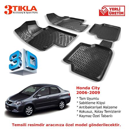 Honda City 2006-2009 Premium 3D Havuzlu Paspas Seti