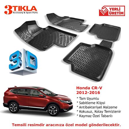 Honda CR-V 2012-2016 Premium 3D Havuzlu Paspas Seti