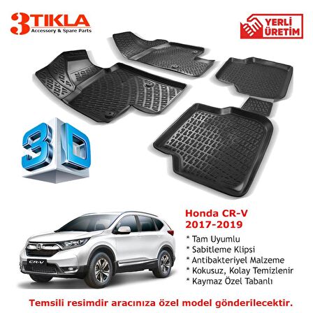Honda CR-V 2018-2019 Premium 3D Havuzlu Paspas Seti